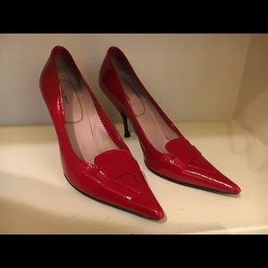 Red Patent Pointed Toe Miu Miu Heels